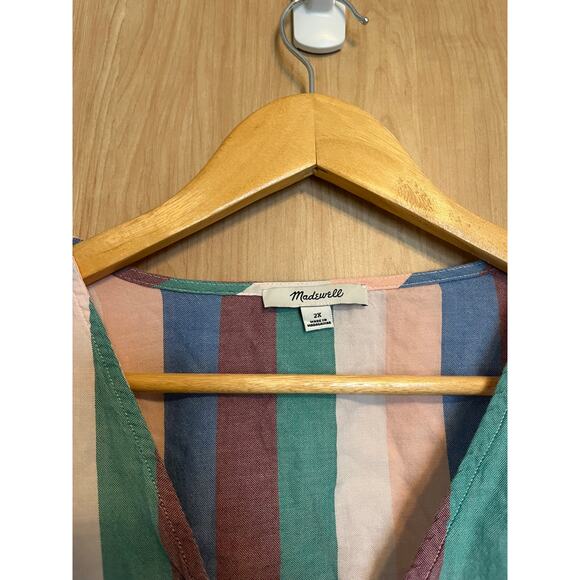 Madewell Novel Tie-Front Button Top in Flagstaff Stripe 2X - Picture 4 of 6